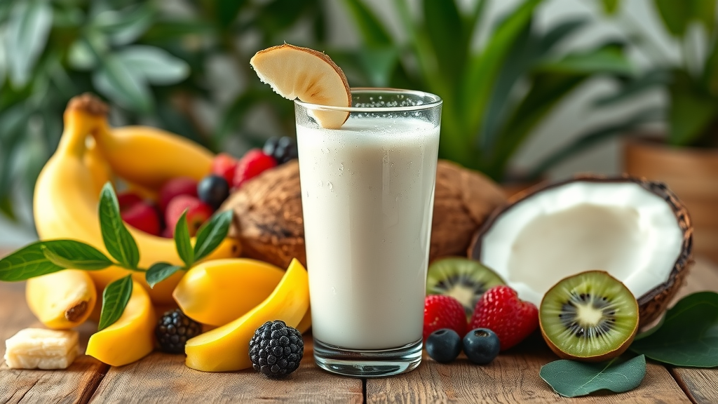 Best fruits to pair with coconut water smoothies including banana, mango, berries, and kiwi